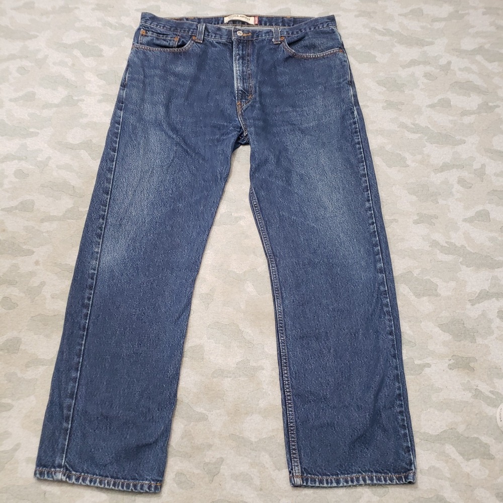 Levis 505 Jeans Mens 40x32 Blue Pockets Straight Leg Denim Medium Wash